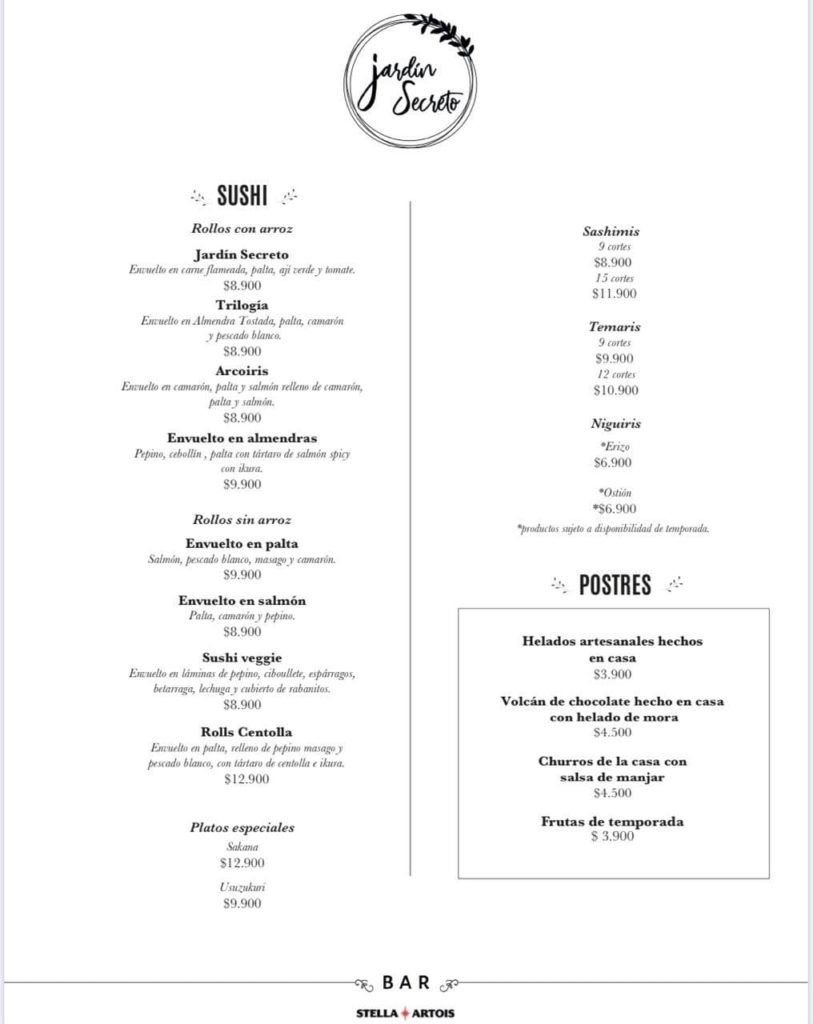 Carta Jardín Secreto