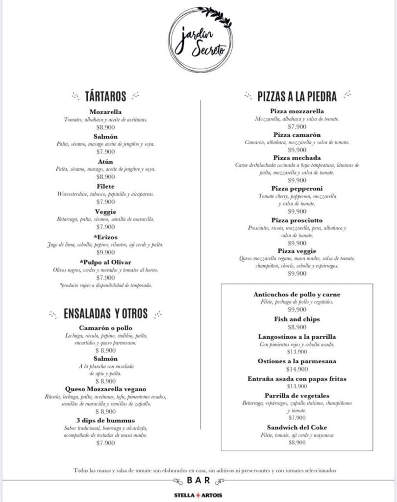 Carta Jardín Secreto