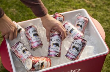 Gato Selección Dulce en lata 350 ml: Tinto, Rosé y Borgoña Frutilla en hielera